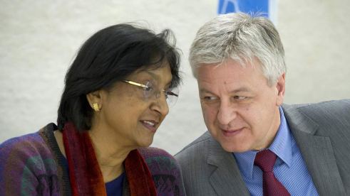 President of the Human Rights Council Remigiusz A. Henczel (right) and High Commissioner for Human Rights Navi Pillay. (Photo by Violaine Martin)
